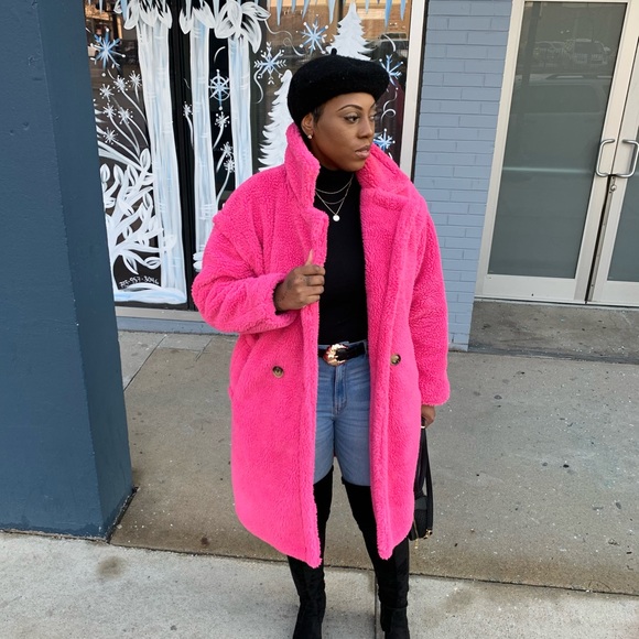 Hot Pink Bear Coat Outfit HOT Brown Teddy Bear Puffer Jacket Faux